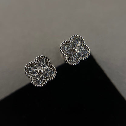 [✨ROSE💎]CLOVER MINI DIAMOND STUD EARRINGS