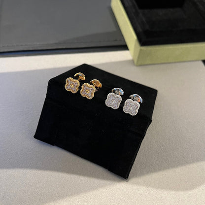 [✨ROSE💎]CLOVER MINI DIAMOND STUD EARRINGS