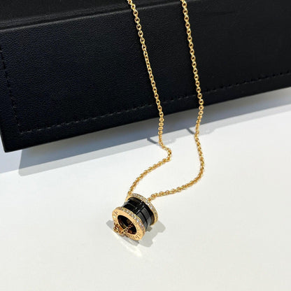 [✨ROSE💎]ZERO 1 BLACK CERAMIC DIAMOND PINK GOLD NECKLACE